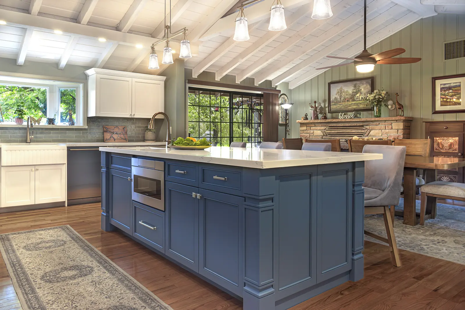 Island and snack bar with brass hardware, The Heart of the Home, Refined Designs by Natalie
