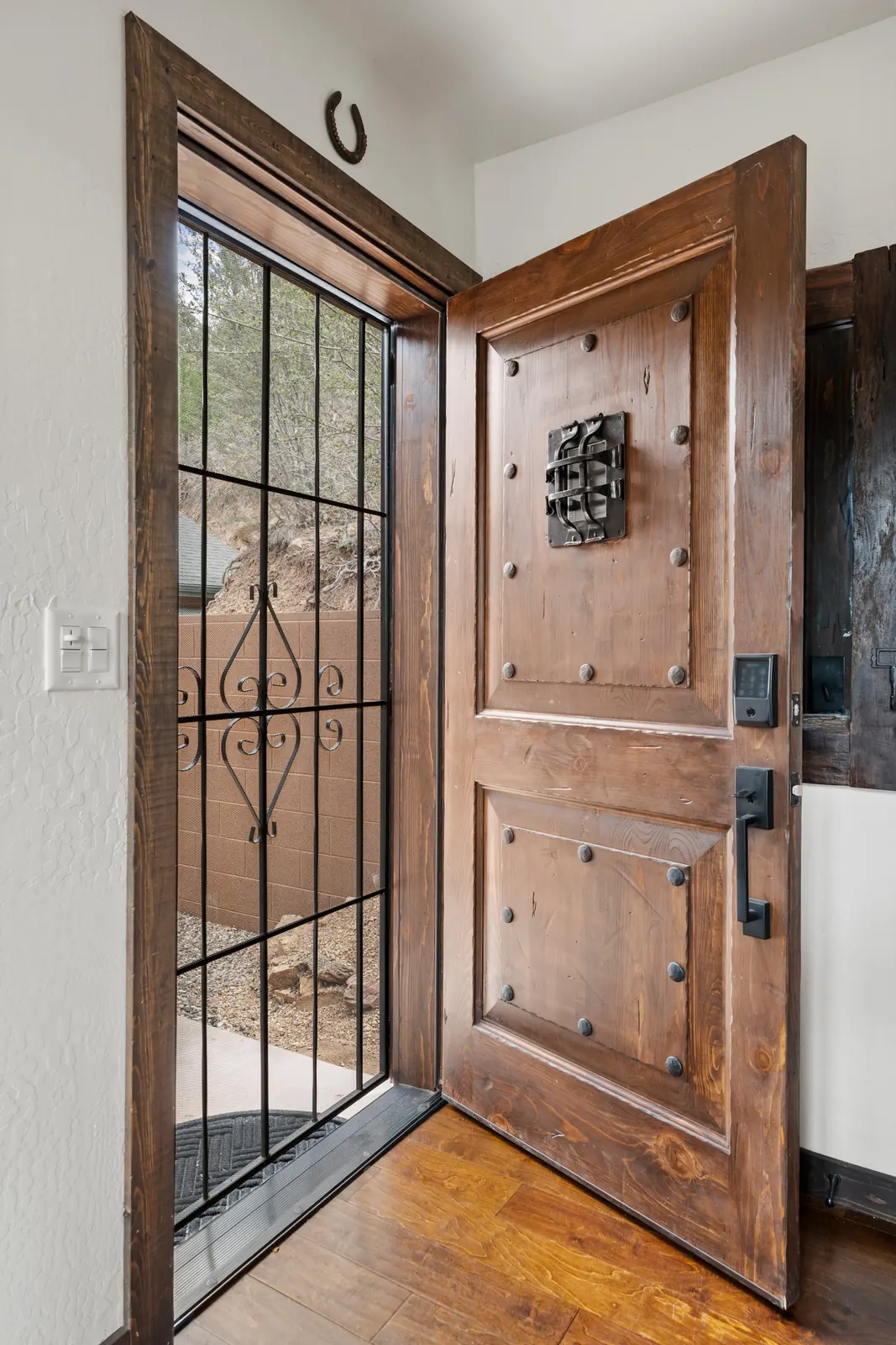 Cabin entry and front door, Daybreak at Ponderosa, Refined Designs by Natalie, Prescott, Arizona