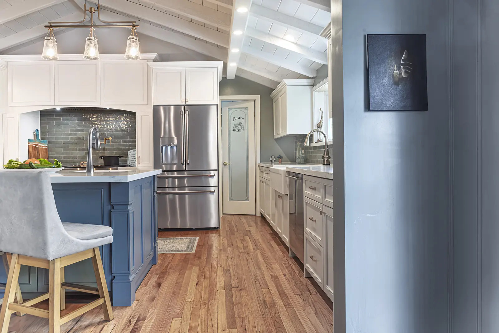 Remodeled kitchen island planned for clearance and workflow, Refined Designs by Natalie, Sedona, Arizona