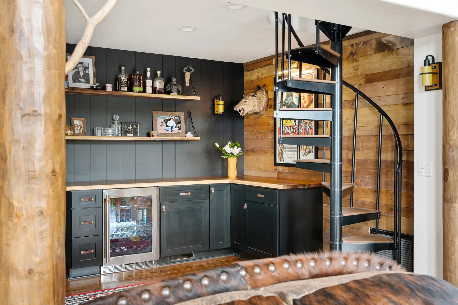 New dry bar built into the reworked floor plan, Daybreak at Ponderosa, Refined Designs by Natalie