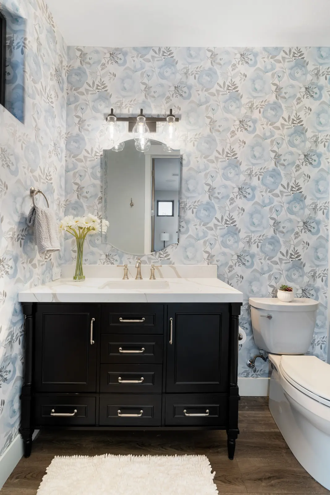 Guest bathroom with its own finish palette, Layers of Romance, Refined Designs by Natalie